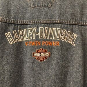 Harley-Davidson Gray Denim Jacket with Orange Accents